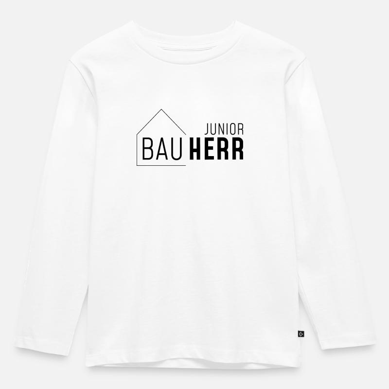 Junior Bauherr - Kinder Premium Bio Langarmshirt - Weiß