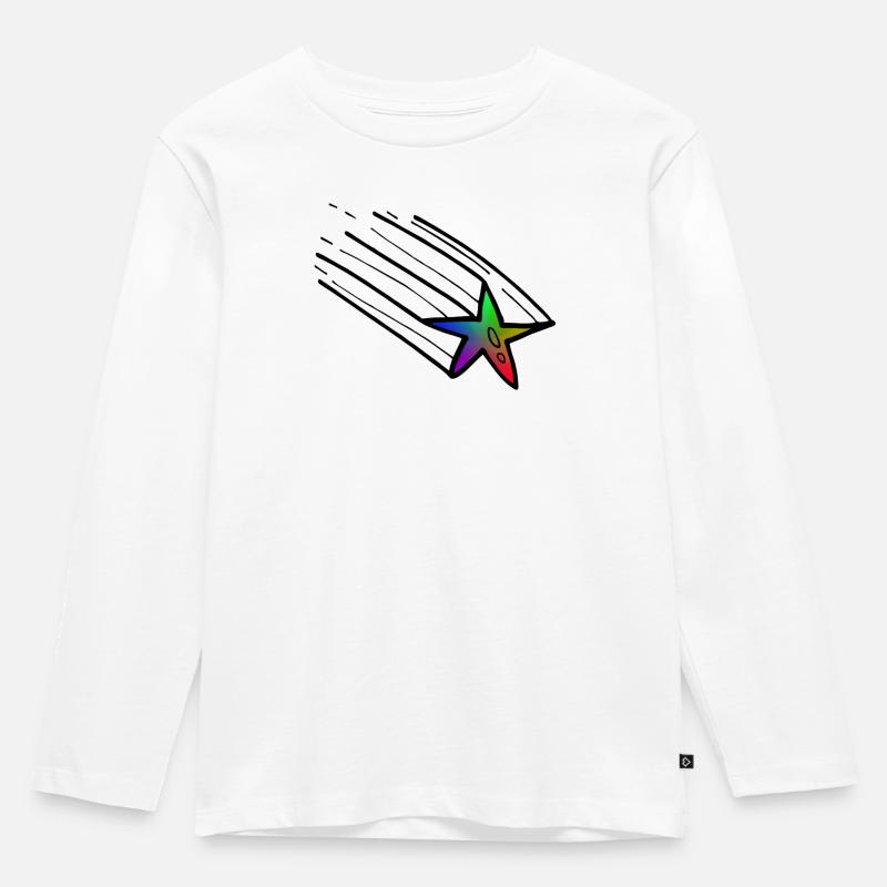 Stern - Kinder Premium Bio Langarmshirt - Weiß