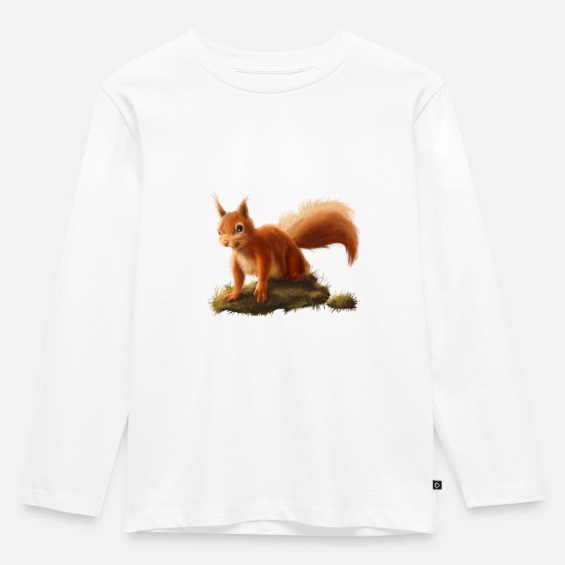 Kleines Eichhörnchen - Kinder Premium Bio Langarmshirt - Weiß