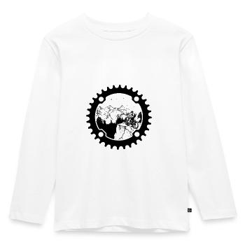 Biker in sprocket (light background) - Kids' Premium Longsleeve Shirt - white - Front - AI Model Kid Female (0cm)