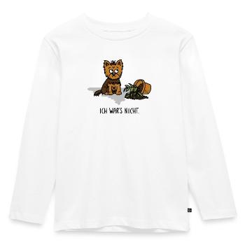 Hund Yorkshire Terrier – Ich war's nicht! - Kinder Premium Bio Langarmshirt - Weiß - Vorne - AI Model Kid Female (0cm)
