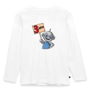 Drei Jahre dritter Geburtstag kleiner Roboter - Kinder Premium Bio Langarmshirt - Weiß - Vorne - AI Model Kid Female (0cm)