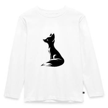 Elegant Cute Fox Tattoo Style Portrait - Kids' Premium Longsleeve Shirt - white - Front - AI Model Kid Female (0cm)