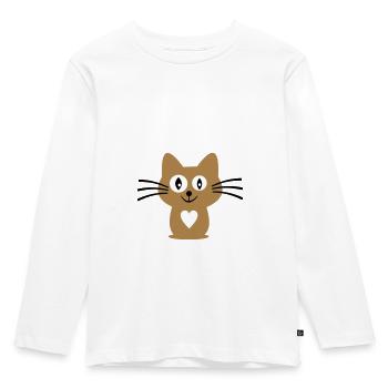 Katze - Kinder Premium Bio Langarmshirt - Weiß - Vorne - AI Model Kid Female (0cm)