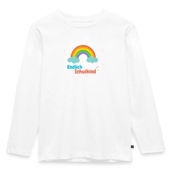 Endlich Schulkind Regenbogen Einschulung Geschenk - Kinder Premium Bio Langarmshirt - Weiß - Vorne - AI Model Kid Female (0cm)
