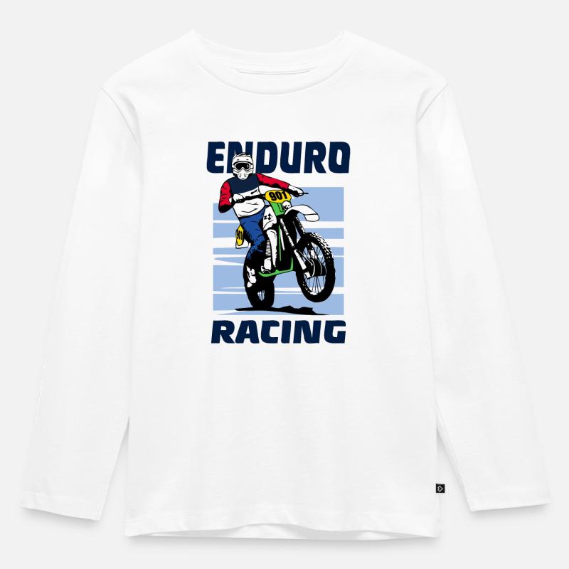 Enduro - Kinder Premium Bio Langarmshirt - Weiß