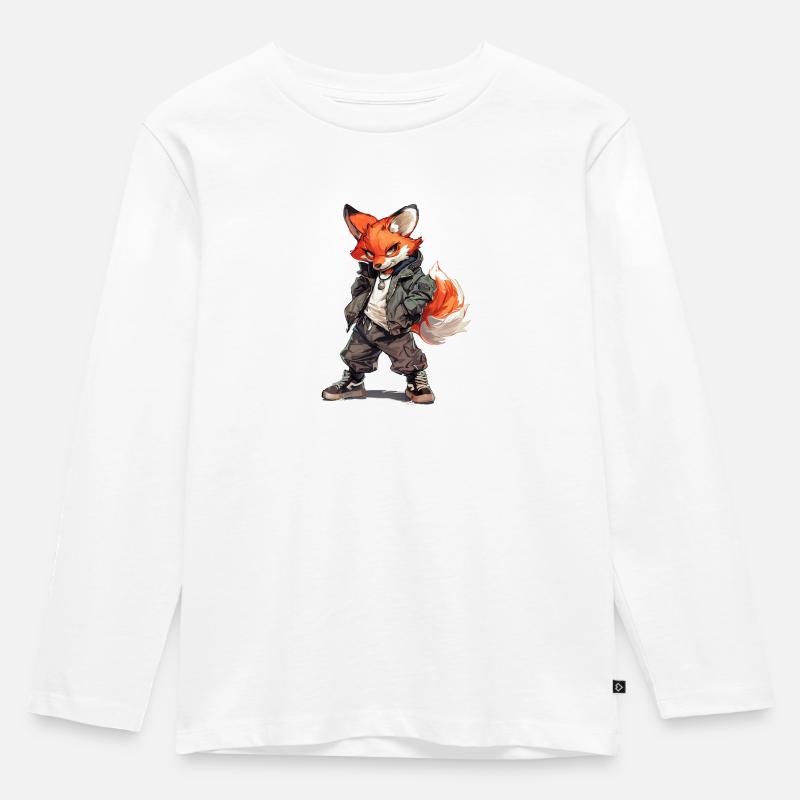Fuchs - Kinder Premium Bio Langarmshirt - Weiß