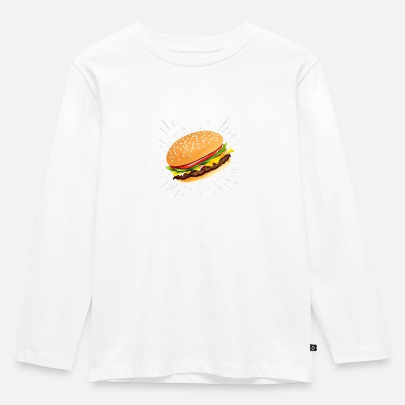 Cheeseburger - Kinder Premium Bio Langarmshirt - Weiß