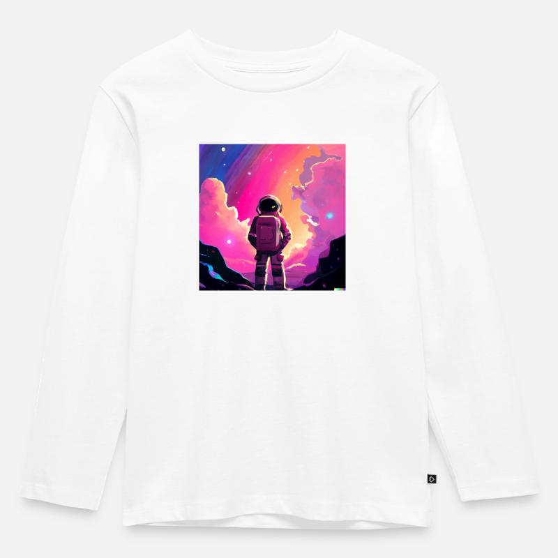 Galactic Wanderer - Kinder Premium Bio Langarmshirt - Weiß