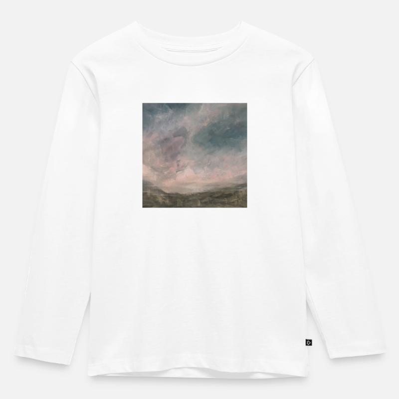 Abstrakter Himmel rosa - Kinder Premium Bio Langarmshirt - Weiß