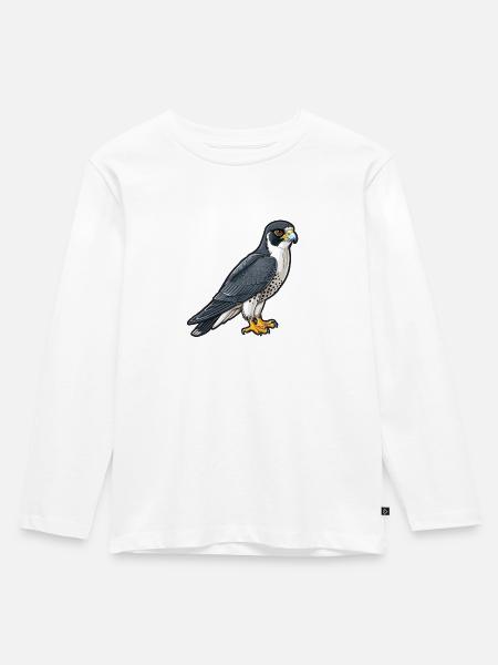 Stolzer Wanderfalke In Pose - Kinder Premium Bio Langarmshirt - Weiß