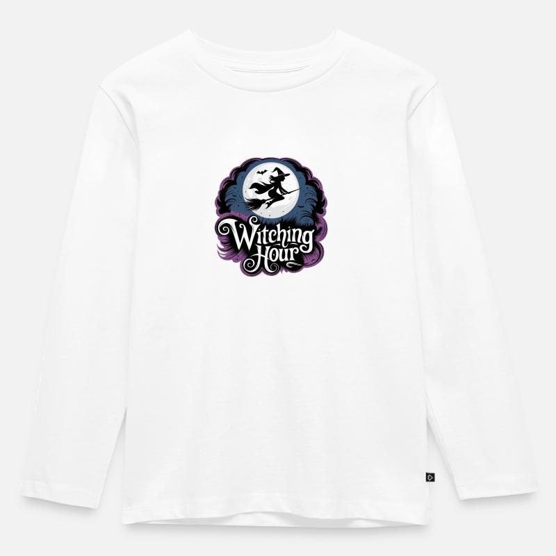 Hexe bei Vollmond – Witching Hour - Kinder Premium Bio Langarmshirt - Weiß
