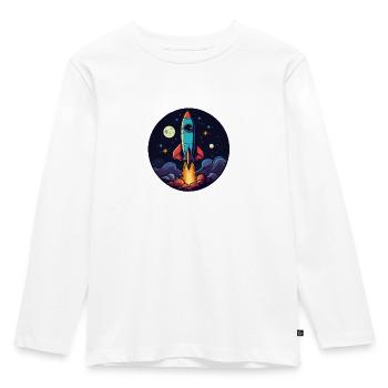 Fusée spatiale. Fusée dessin mignon. Logo de fusée - T-shirt manches longues Premium Enfant - blanc - Devant - AI Model Kid Female (0cm)