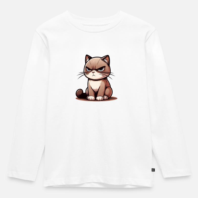 Cranky Cat - Kinder Premium Bio Langarmshirt - Weiß