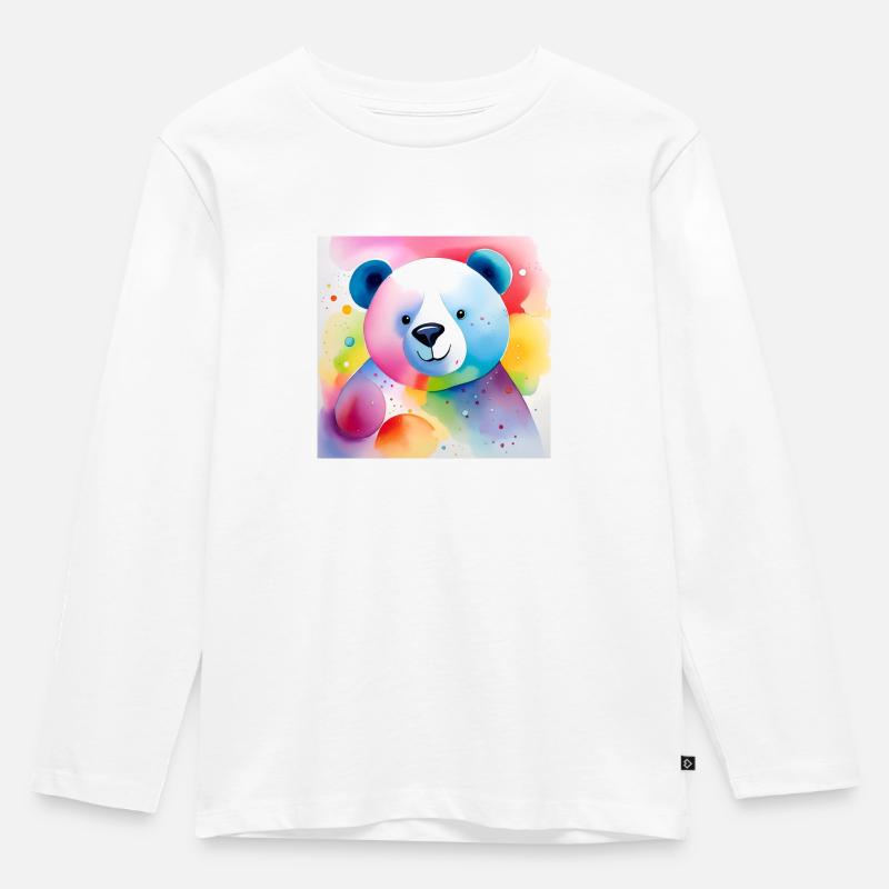 Buntes Bärchen - Kinder Premium Bio Langarmshirt - Weiß