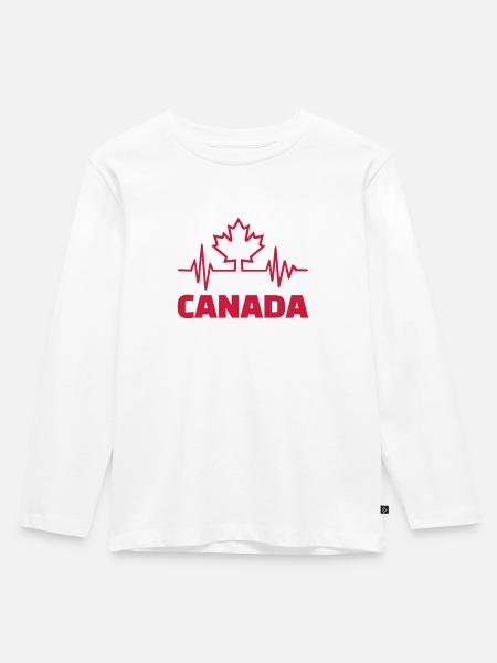 Kanada - Kinder Premium Bio Langarmshirt - Weiß