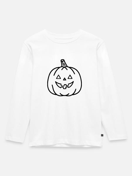 Kürbis - Kinder Premium Bio Langarmshirt - Weiß