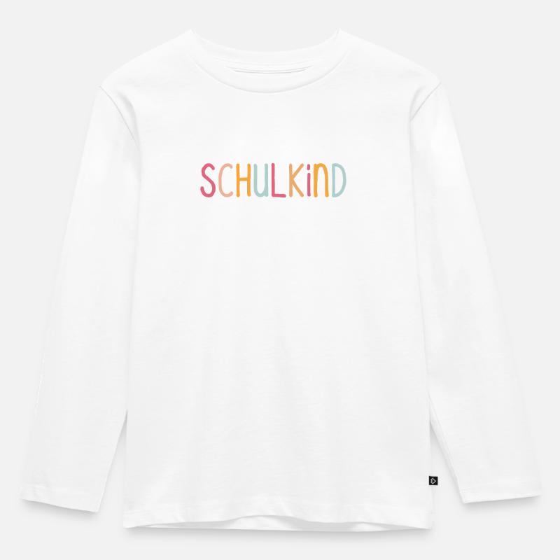 Schulkind UNI - Kinder Premium Bio Langarmshirt - Weiß