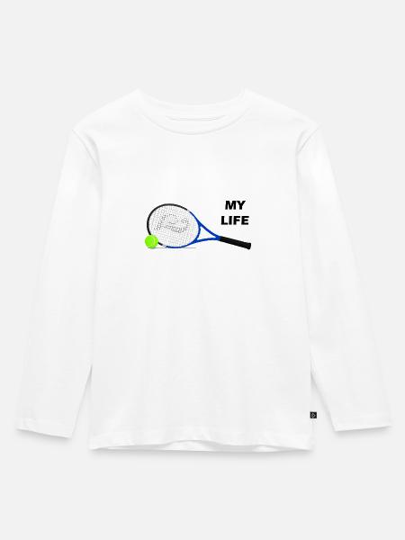 Tennisschlaeger - Kinder Premium Bio Langarmshirt - Weiß
