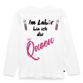 Labor Queen - Kinder Premium Bio Langarmshirt - Weiß - Vorne - AI Model Kid Female (0cm)