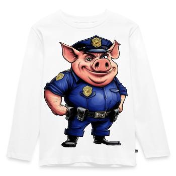 Cochon policier - T-shirt manches longues Premium Enfant - blanc - Devant - AI Model Kid Female (0cm)