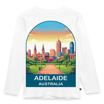 Adelaide Australien Stadt-Skyline-Reiseplakat - Kinder Premium Bio Langarmshirt - Weiß - Vorne - AI Model Kid Female (0cm)