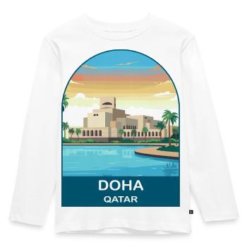 Doha Qatar Museum of Islamic Art Travel Design - Kids' Premium Longsleeve Shirt - white - Front - AI Model Kid Female (0cm)
