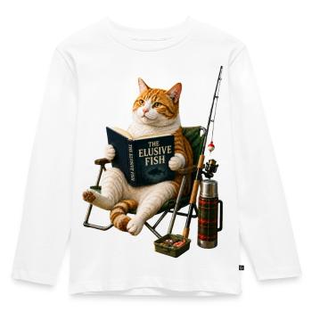 Fishing Cat - Kids' Premium Longsleeve Shirt - white - Front - AI Model Kid Female (0cm)