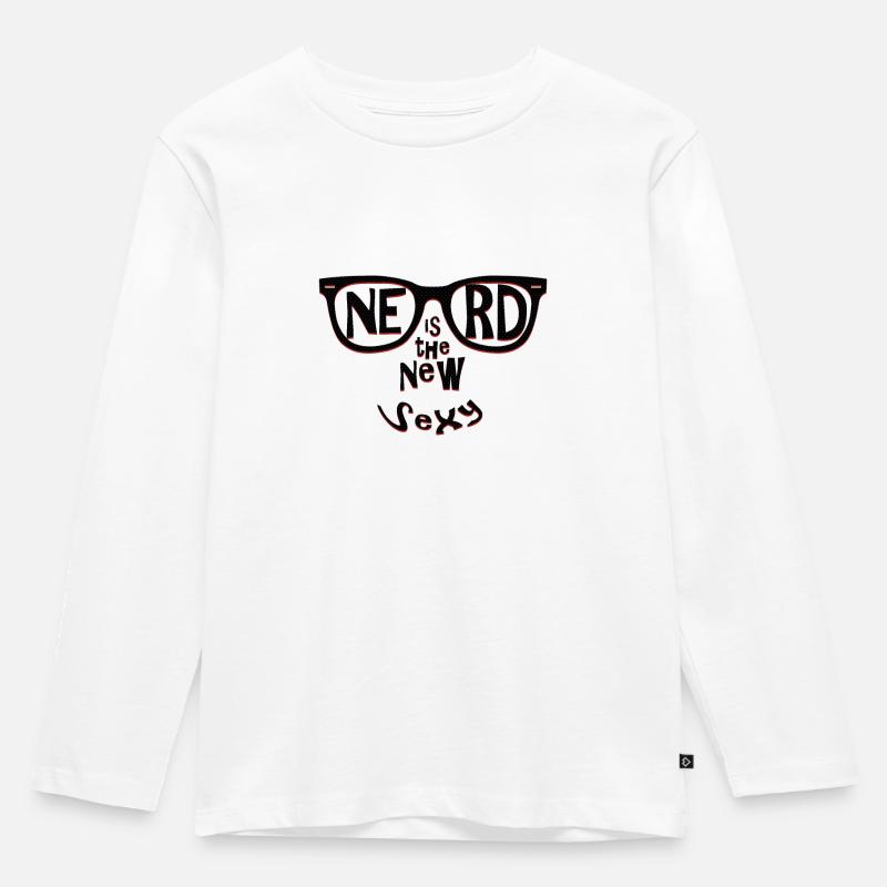 Nerd Geek - Kinder Premium Bio Langarmshirt - Weiß