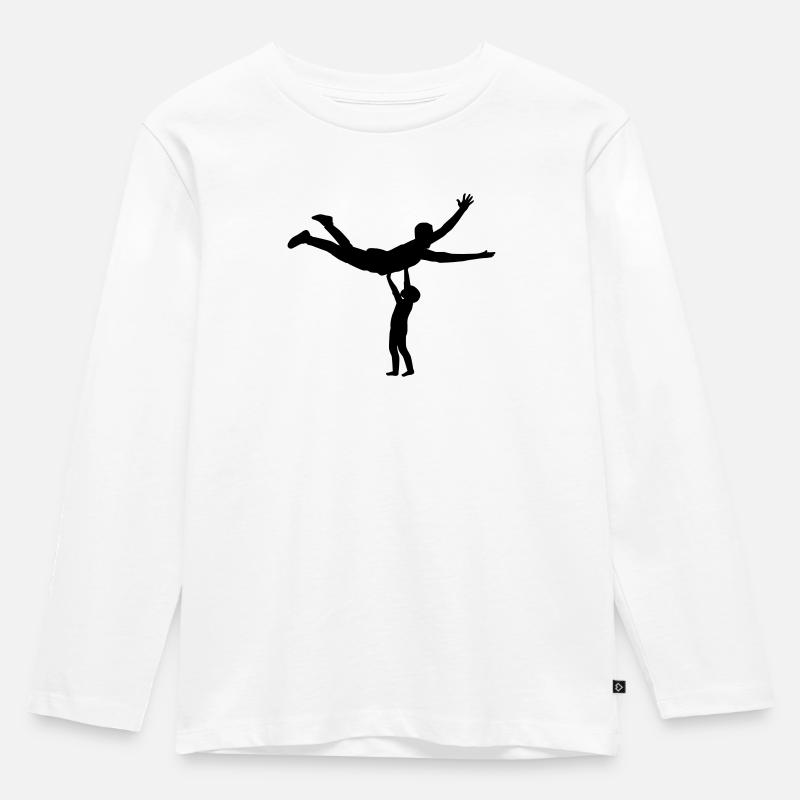 Vater Kind Set - Kinder Premium Bio Langarmshirt - Weiß