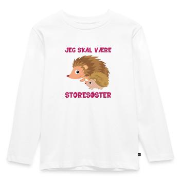 Jeg skal være storesøster pindsvin gave fødsel sød - Premium økologisk langærmet T-shirt til børn - hvid - Foran - AI Model Kid Female (0cm)