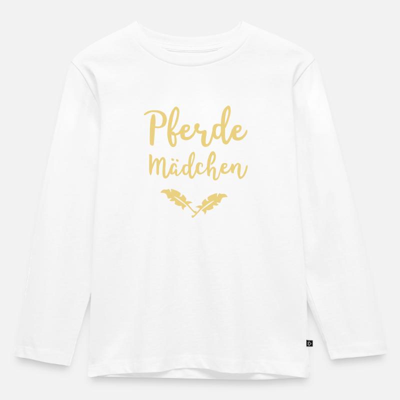 Pferdemädchen - Kinder Premium Bio Langarmshirt - Weiß