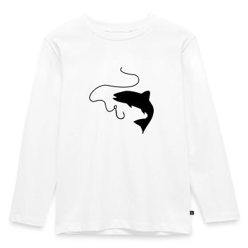 Fishing, fish and hook - Kids' Premium Longsleeve Shirt - white - Front - AI Model Kid Female (0cm)