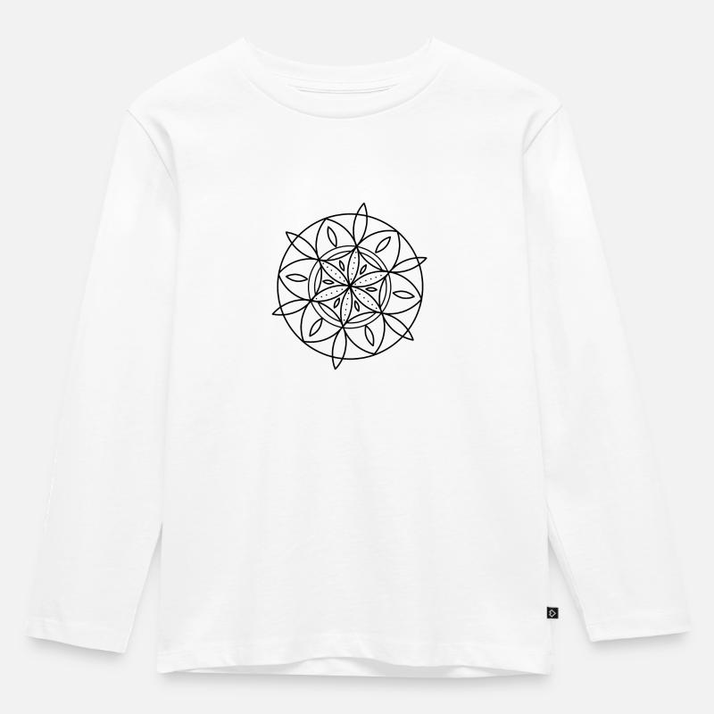 Mandala - Kinder Premium Bio Langarmshirt - Weiß