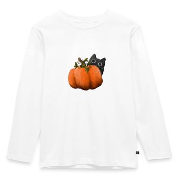 Pumpkincat - Kinder Premium Bio Langarmshirt - Weiß - Vorne - AI Model Kid Female (0cm)