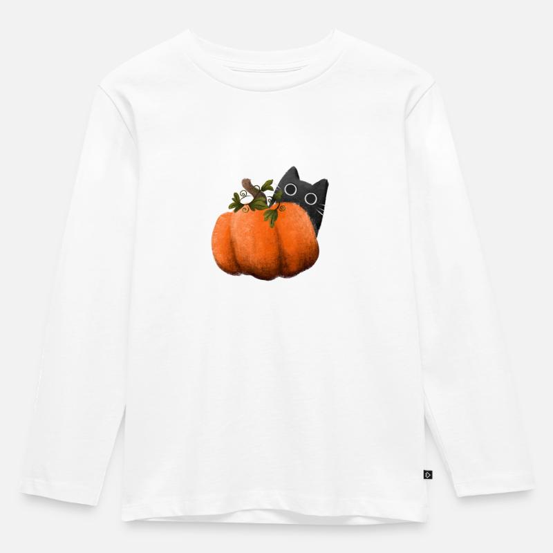 Pumpkincat - Kinder Premium Bio Langarmshirt - Weiß