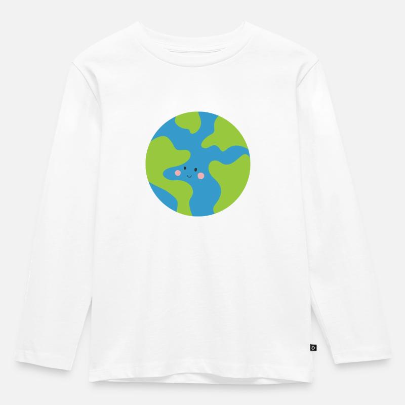 Erde - Kinder Premium Bio Langarmshirt - Weiß