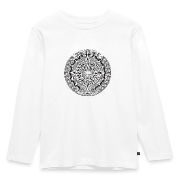 aztec tribalAztec Calendar - Kids' Premium Longsleeve Shirt - white - Front - AI Model Kid Female (0cm)