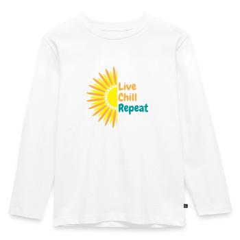 Live Chill und Reapeat - Kinder Premium Bio Langarmshirt - Weiß - Vorne - AI Model Kid Female (0cm)