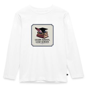 Learn Always, Lead Always - Kinder Premium Bio Langarmshirt - Weiß - Vorne - AI Model Kid Female (0cm)