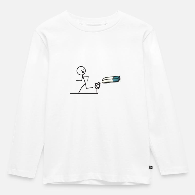 Strichmännchen Radiergummi - Kinder Premium Bio Langarmshirt - Weiß