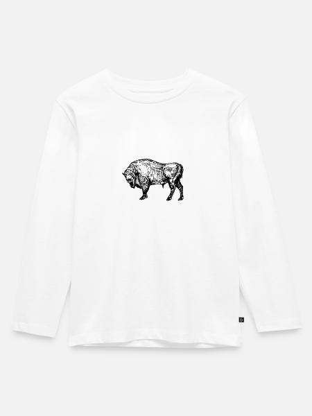 Büffel - Kinder Premium Bio Langarmshirt - Weiß