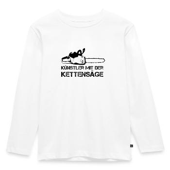 Künstler mit der Kettensäge Holz schnitzen - Kinder Premium Bio Langarmshirt - Weiß - Vorne - AI Model Kid Female (0cm)