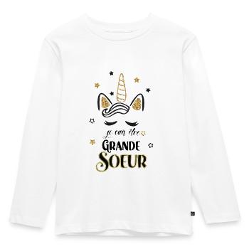 Licorne Etoile Pour Future Grande Soeur - T-shirt manches longues Premium Enfant - blanc - Devant - AI Model Kid Female (0cm)