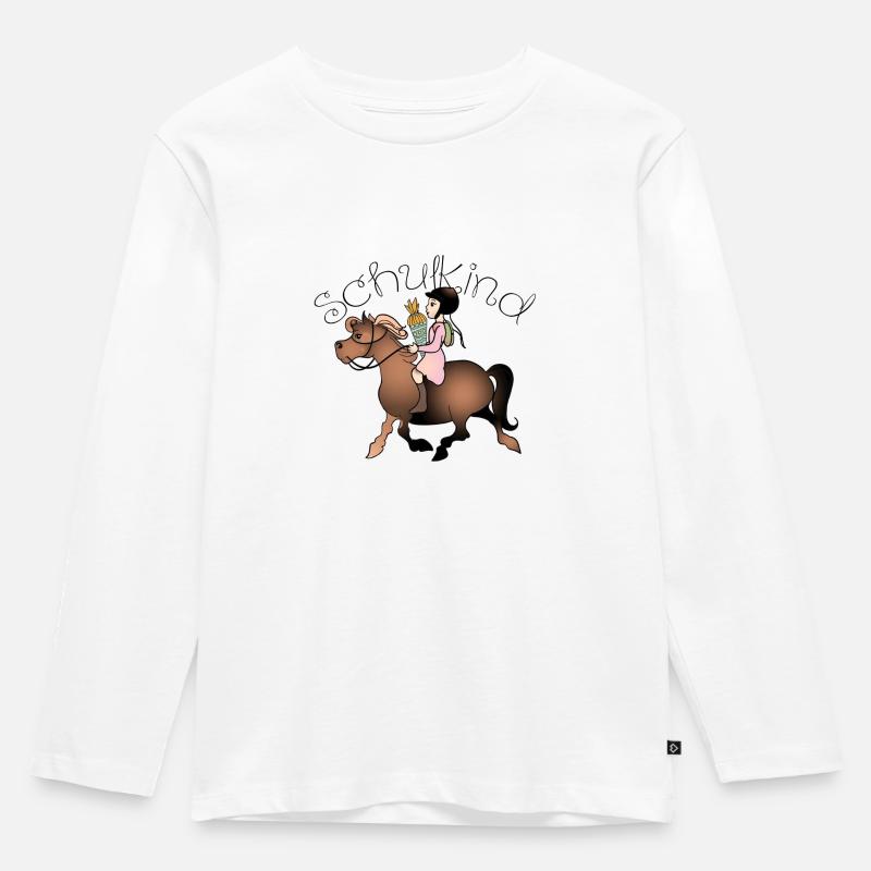 Schulkind - Kinder Premium Bio Langarmshirt - Weiß
