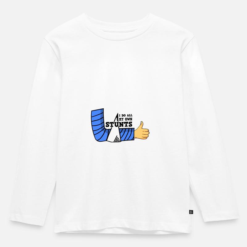Gipsarm Knochenbruch Stuntman Gips - Kinder Premium Bio Langarmshirt - Weiß