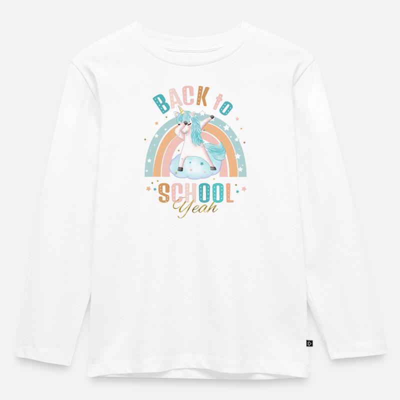 Back to School - Kinder Premium Bio Langarmshirt - Weiß