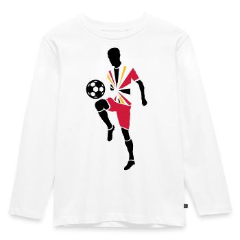 Joueur de foot avec ballon de foot - T-shirt manches longues Premium Enfant - blanc - Devant - AI Model Kid Female (0cm)