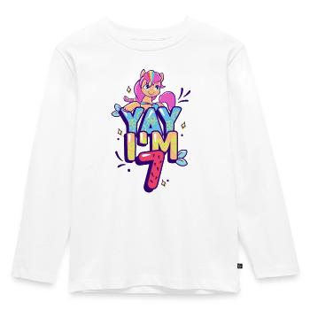 My Little Pony Birthday Yay I'm 7 - Kids' Premium Longsleeve Shirt - white - Front - AI Model Kid Female (0cm)