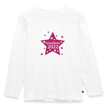 Schulkind 2022 Schulanfänger, Sterne pink - Kinder Premium Bio Langarmshirt - Weiß - Vorne - AI Model Kid Female (0cm)